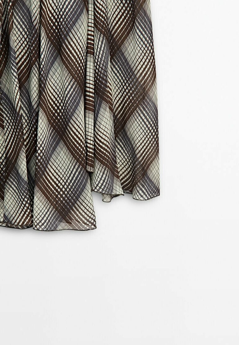 

Юбка макси LONG FLARED WITH CHECKED DETAIL Massimo Dutti, темно-коричневый