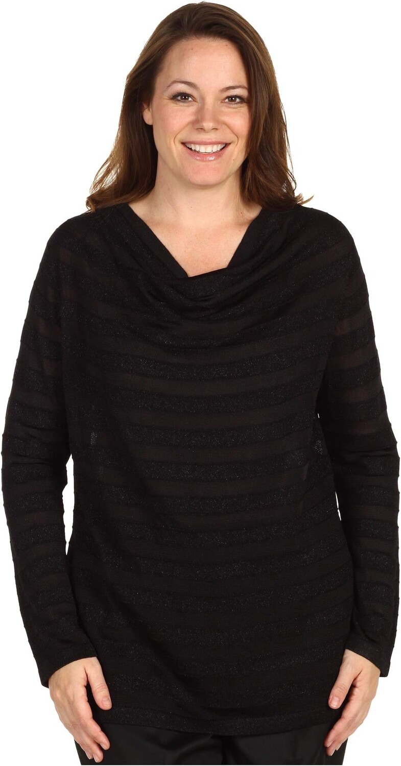 

Пуловер Jones New York Plus Size Draped L/S Pullover, черный