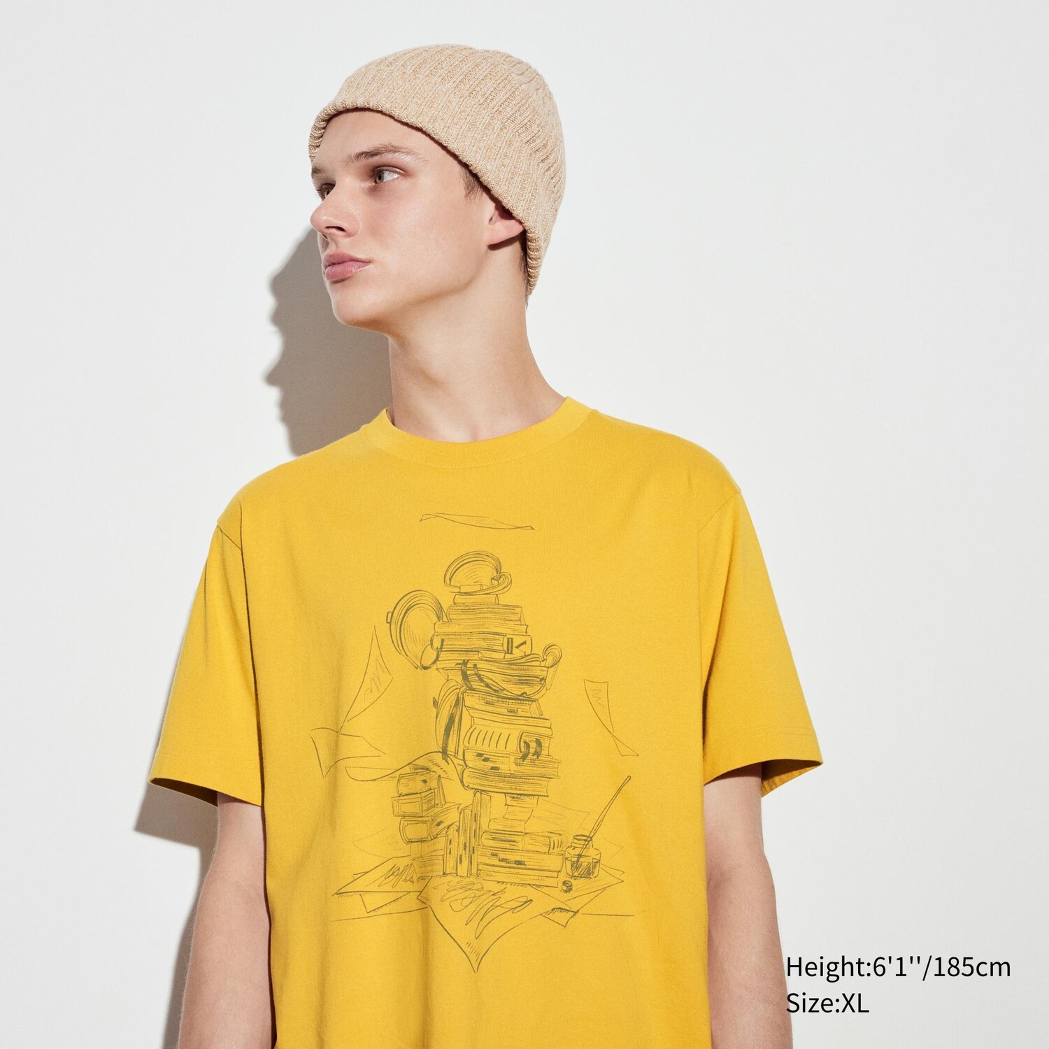 

Футболка флисовая Uniqlo Mickey Stands с рисунком, желтый