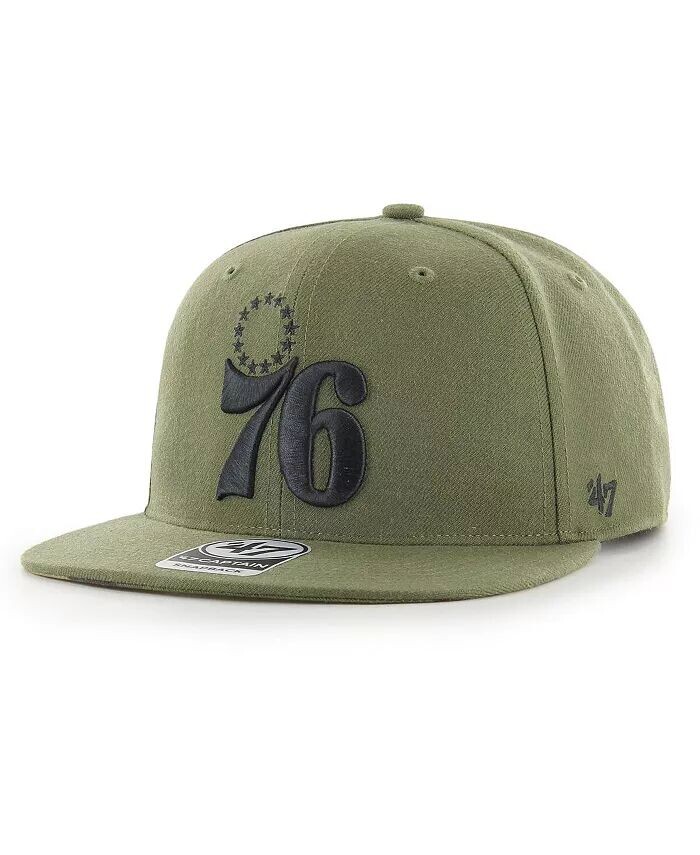 

Мужская оливковая кепка Philadelphia 76ers Ballpark с камуфляжным принтом и бейсболкой Captain Snapback '47 Brand, зеленый