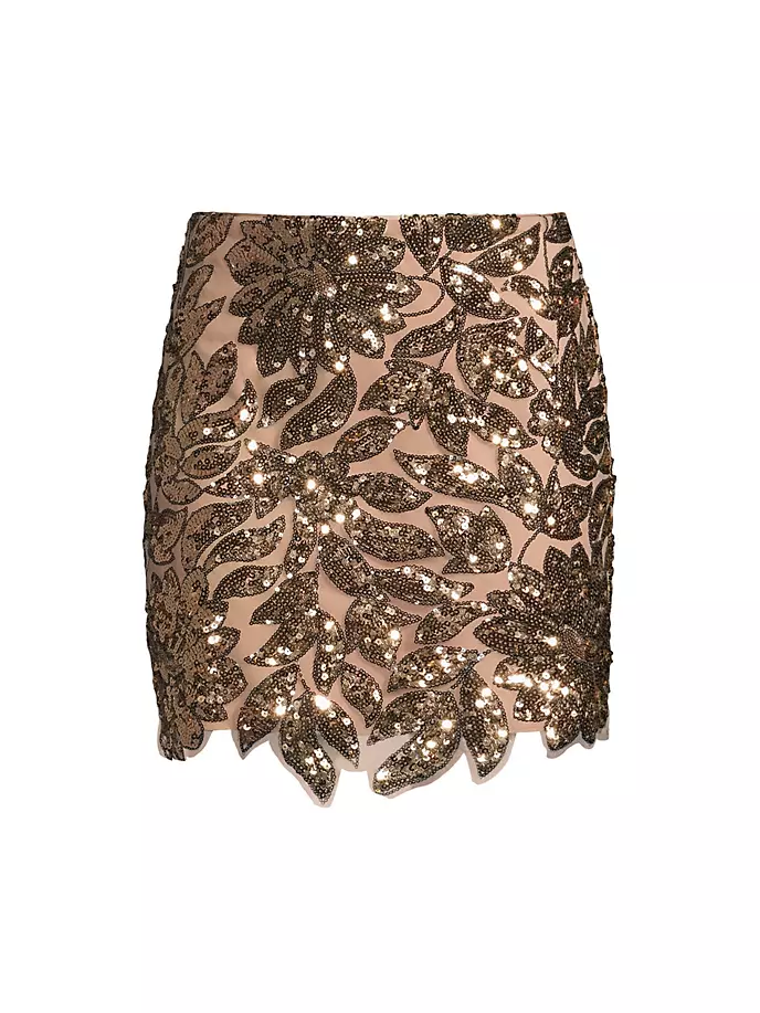 

Мини-юбка Kristina с пайетками и листьями Milly, цвет gold sequins