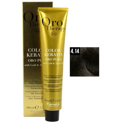 Oro Puro Therapy Color Кератиновая краска для волос 100 мл 4.14 Какао, Fanola