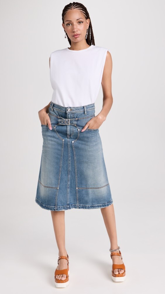 

Юбка Stella McCartney Vintage Wash Workwear Denim Midi, синий