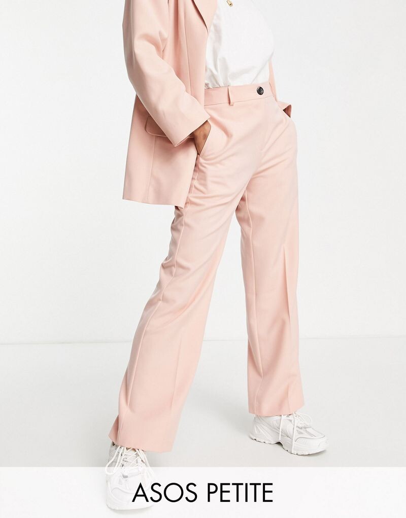 

Розовые костюмные брюки комбинированного цвета ASOS DESIGN Petite