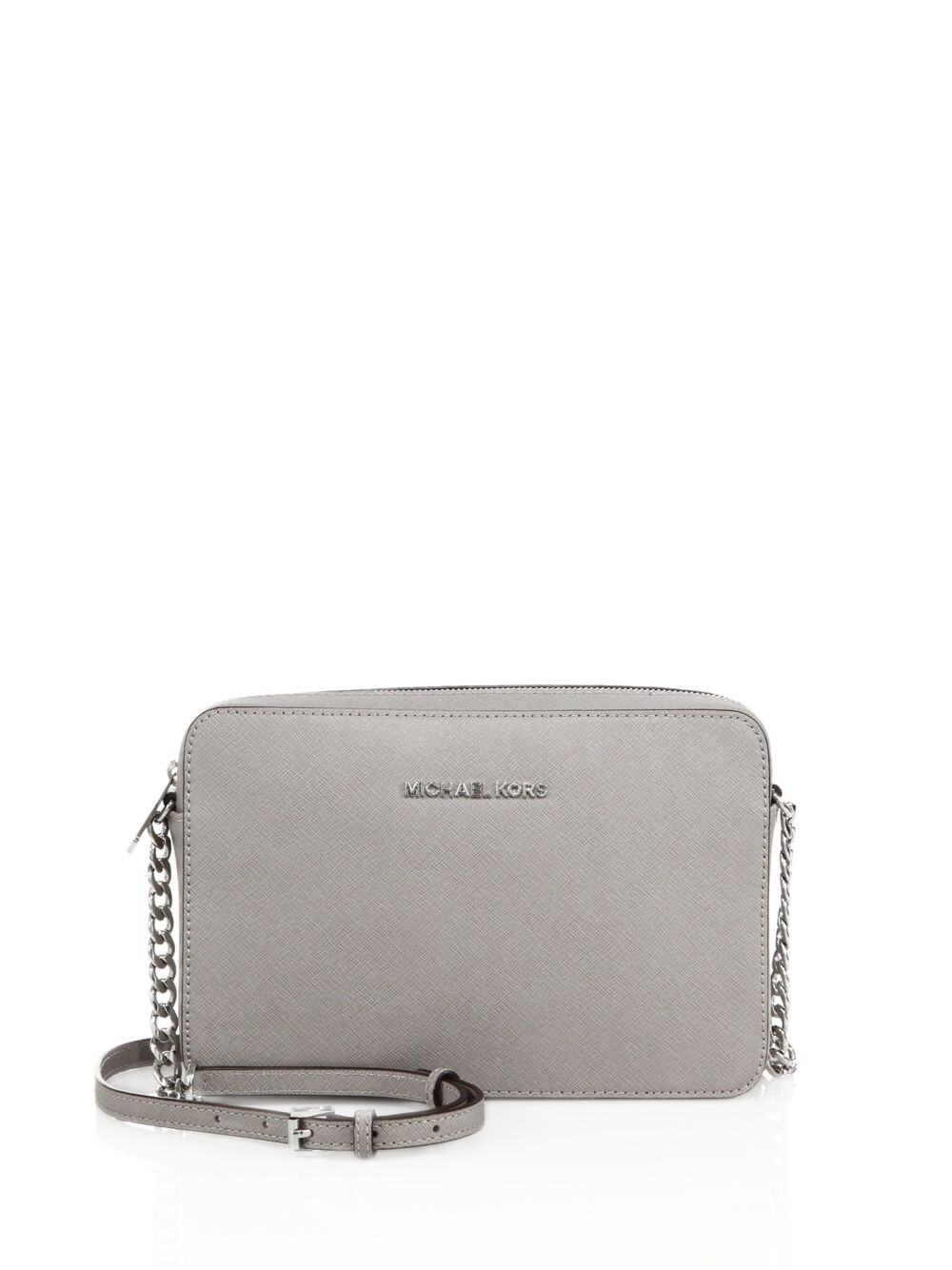 

Большая фактурная кожаная сумка через плечо Jet Set MICHAEL Michael Kors, серый