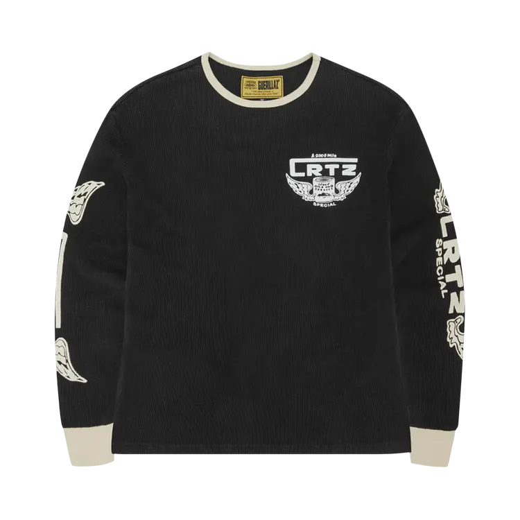 

Лонгслив Corteiz Gasolina Waffle 'Black', черный