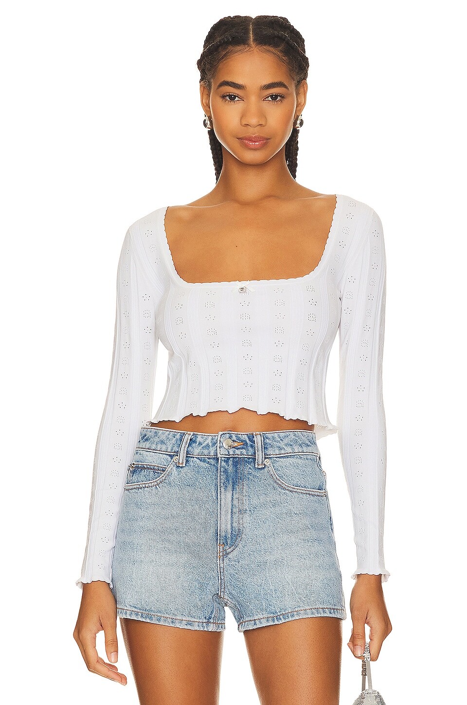 

Пуловер Alexander Wang Logo Scoop Long Sleeve, цвет Soft White