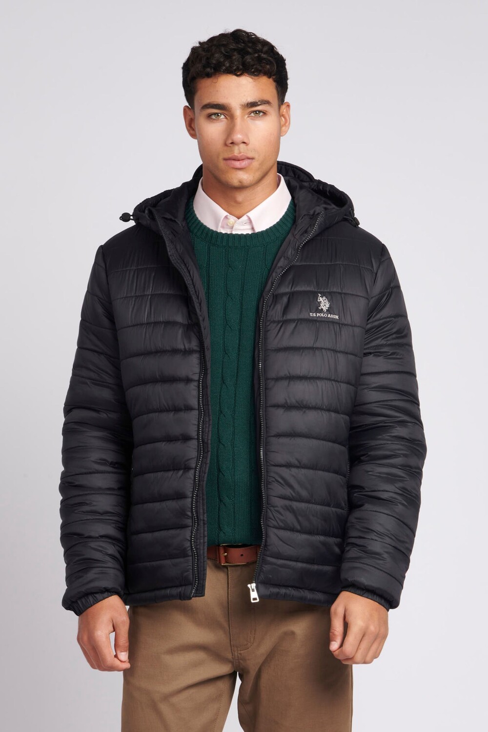 

Мужское стеганое пальто с капюшоном U.S. Polo Assn, черный