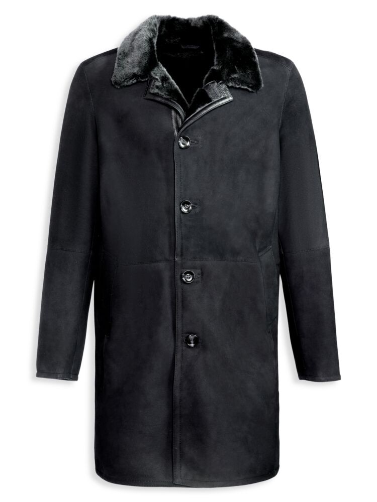 

Кожаный тренч из овчины и овчины Wolfie Furs, цвет Black Frost