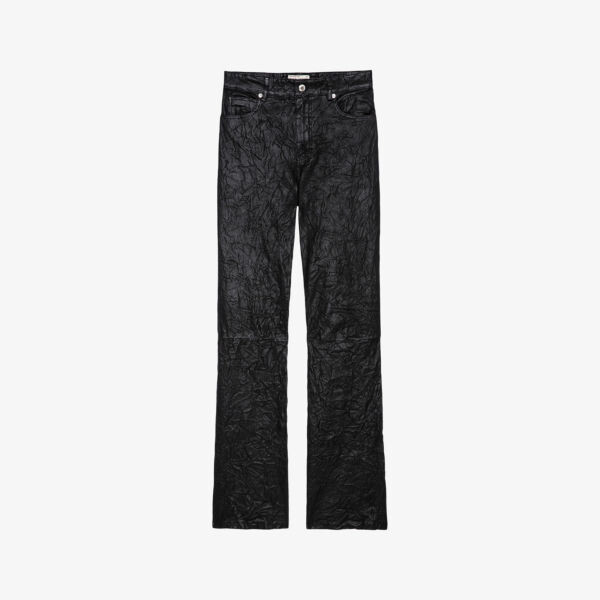 

Кожаные брюки evy с завышенной жатой посадкой Zadig&Voltaire, цвет noir