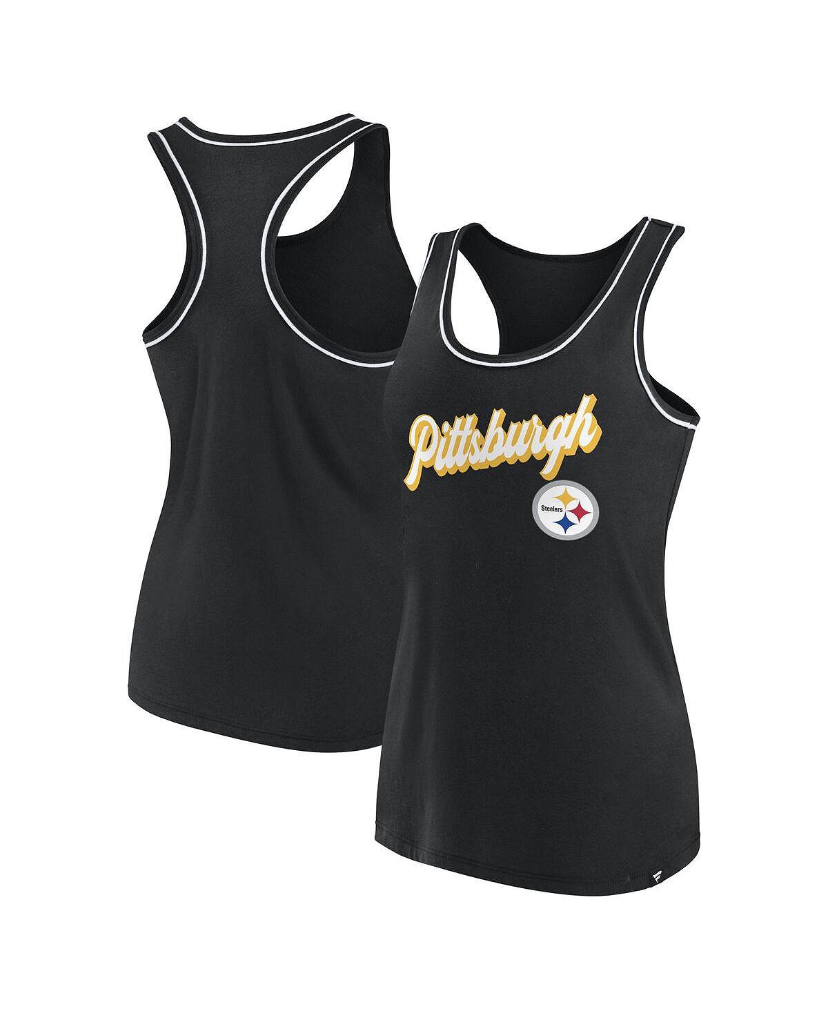 

Женская черная майка с фирменным логотипом Pittsburgh Steelers с логотипом Racerback и овальным вырезом Fanatics, черный