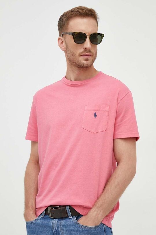 

Футболка с добавлением льна Polo Ralph Lauren, розовый