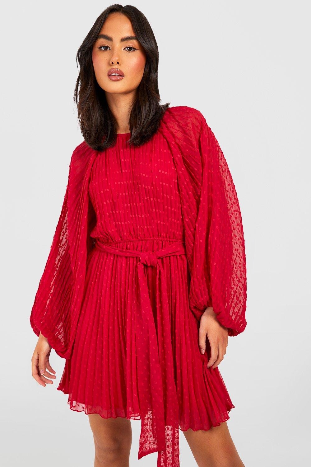 

Мини-платье с длинными рукавами Boohoo, ржавый
