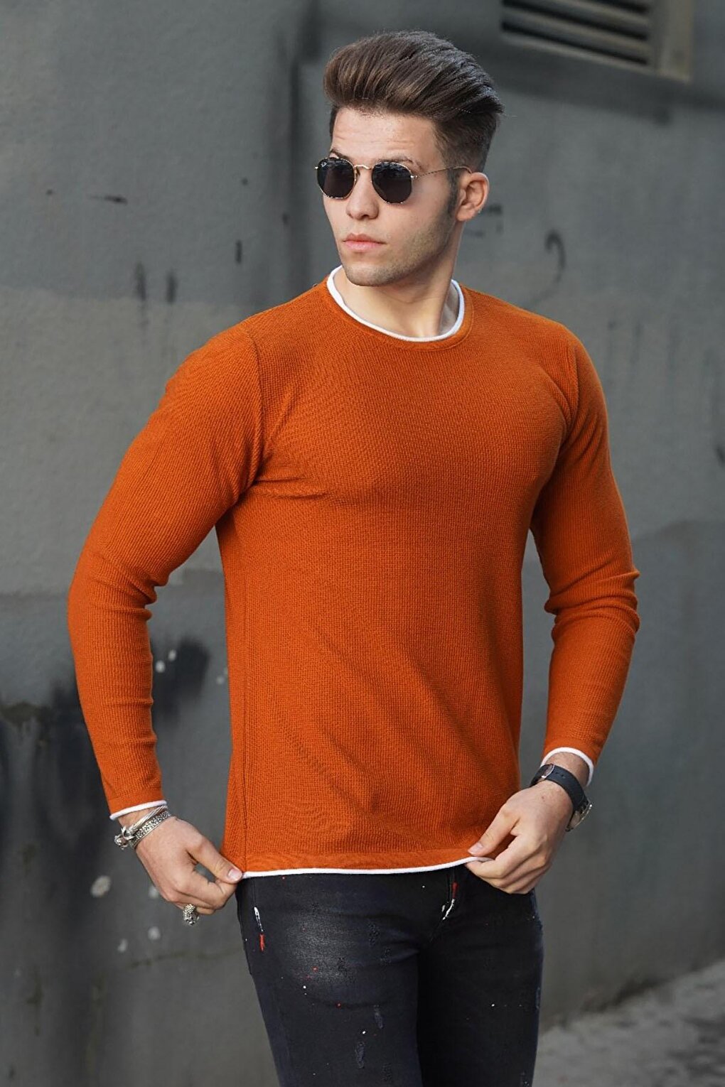 Мужской трикотажный свитер Camel Crew Neck 4637 MADMEXT