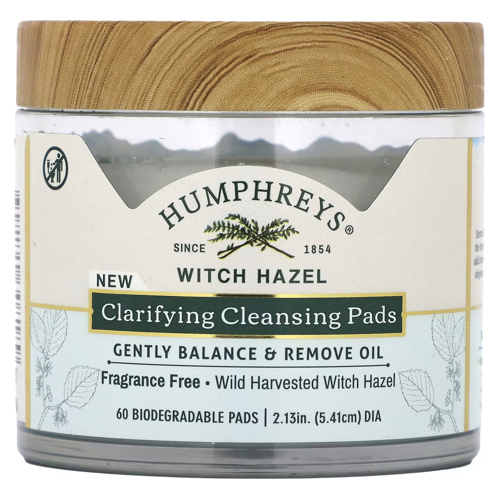 Очищающие подушечки Humphreys Witch Hazel, 60 биоразлагаемых подушечек безалкогольный спрей humphreys witch hazel с алоэ 3 3 жидких унции 97 мл