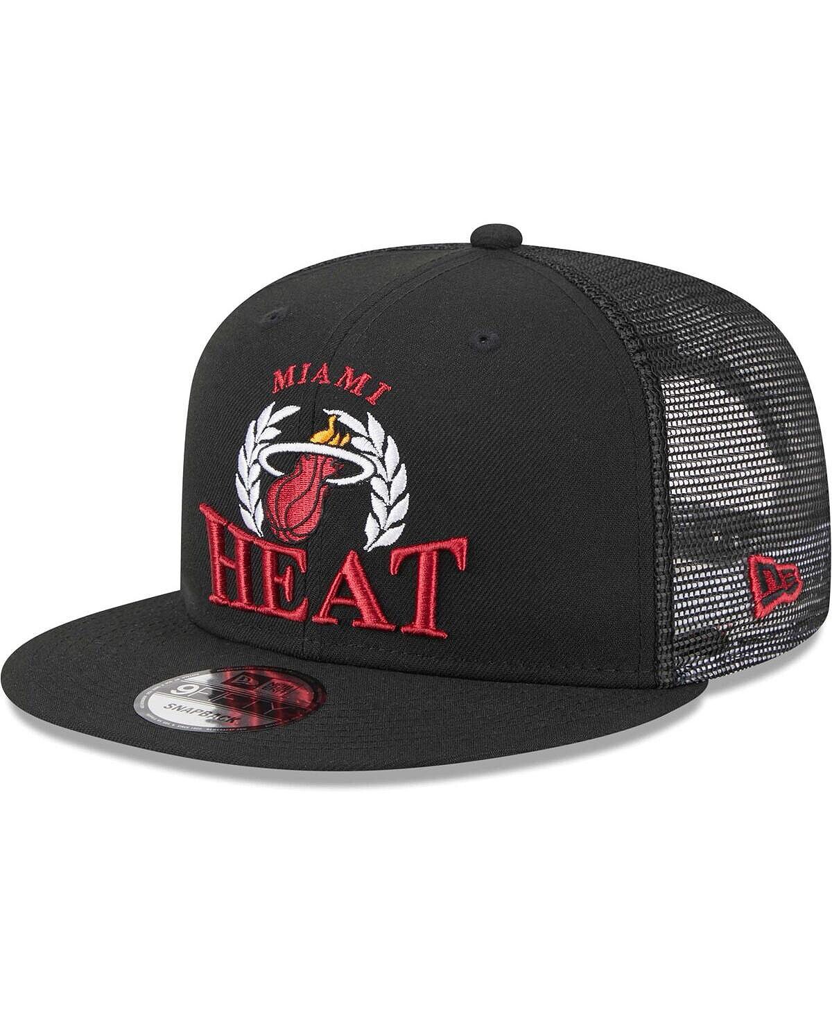 

Мужская черная бейсболка Miami Heat Bold Laurels 9FIFTY Snapback New Era