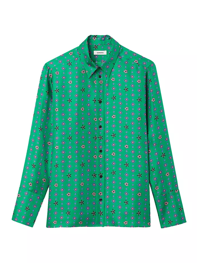

Рубашка с принтом Sandro, цвет green pink