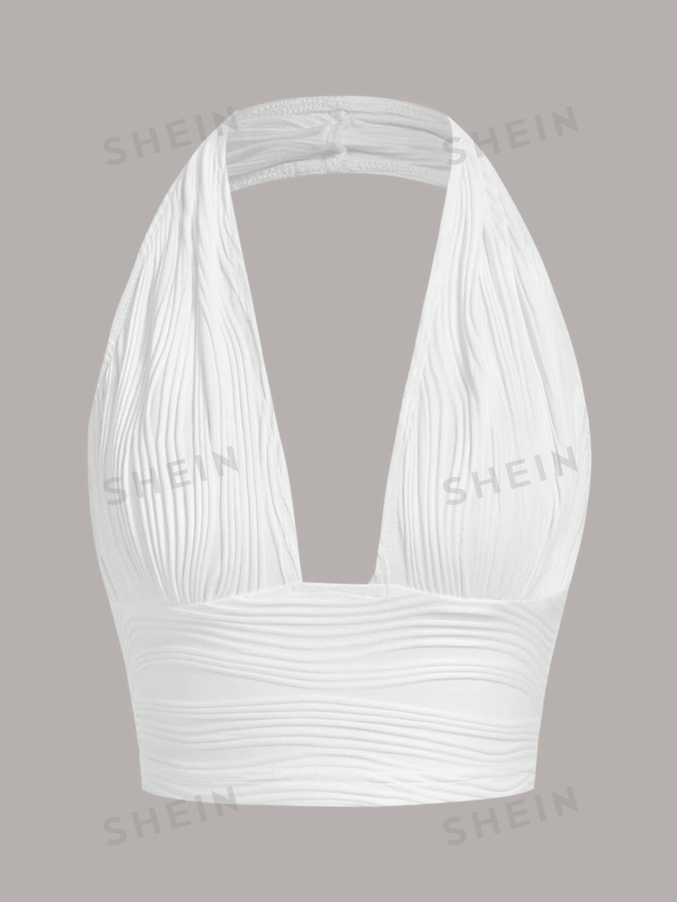 SHEIN ICON Однотонный укороченный топ с открытой спиной и лямкой на бретельках Y2k, белый сексуальная готическая женская кружевная блузка deeptown укороченный топ гранж y2k женские рубашки элегантный черный прозрачный кардиган кор