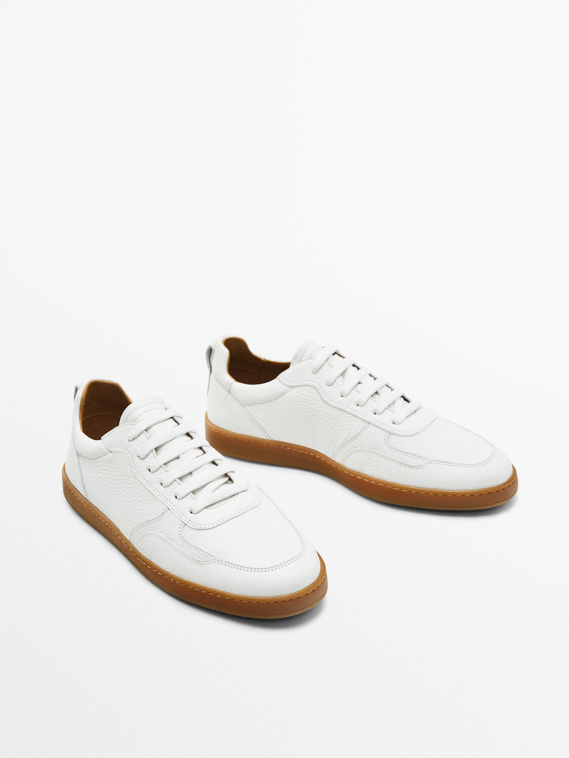 

Кожаные кроссовки наппа Massimo Dutti, белый