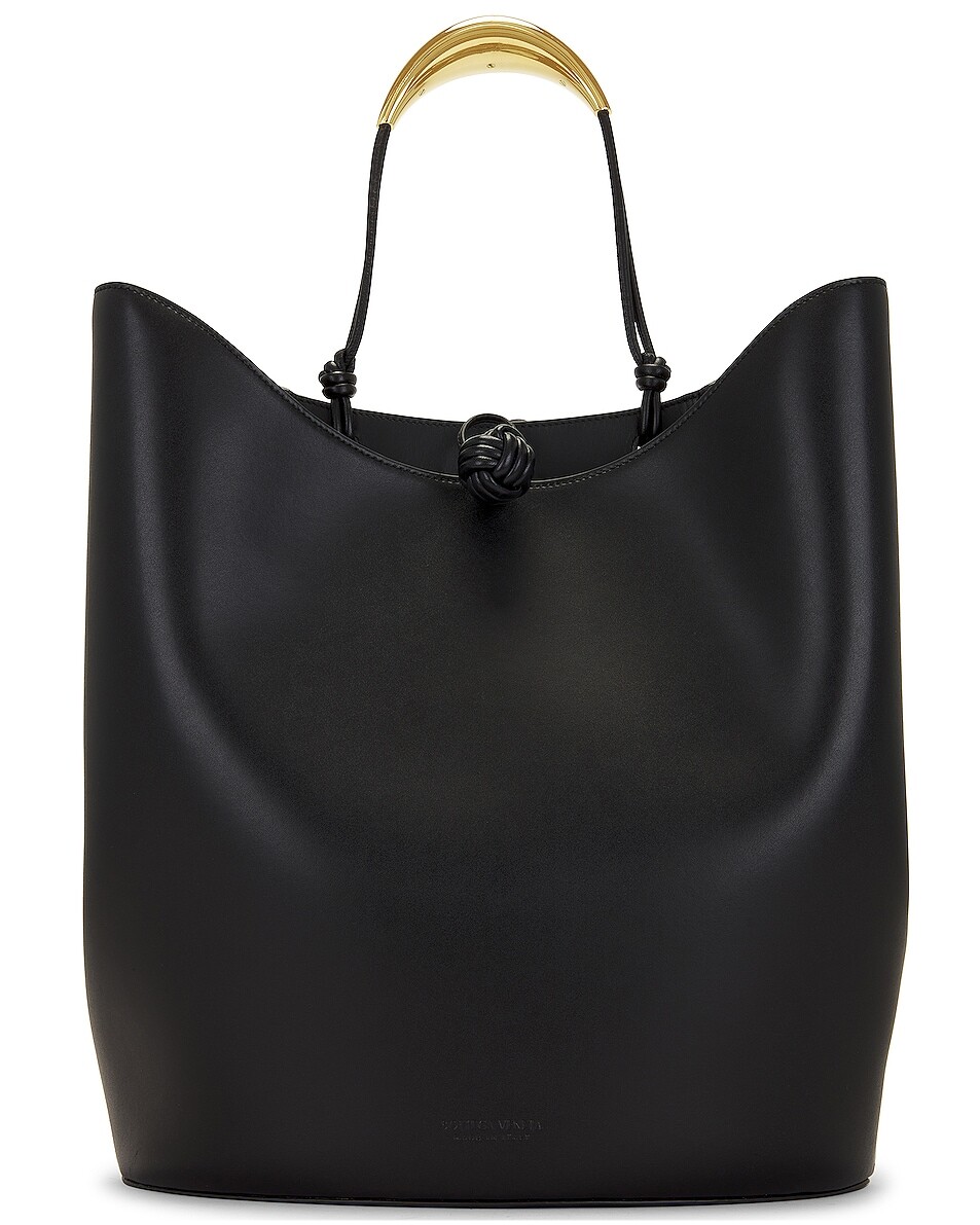 

Сумка-тоут Bottega Veneta Medium Double Clam Bucket Urban Leather, черный