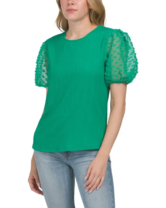 

Топ смешанного цвета с пышными рукавами Kim & Cami, цвет Spring Green