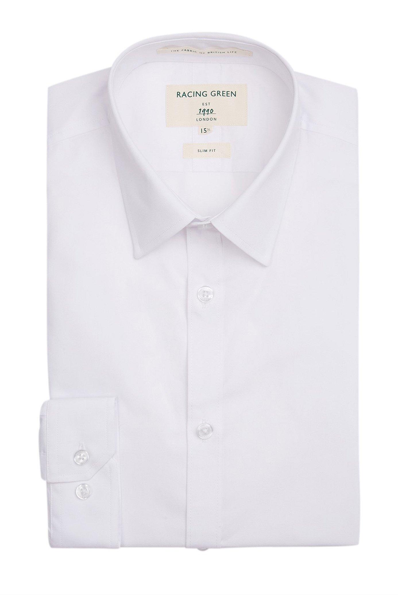 цена Рубашка узкого кроя из поплина Racing Green, белый