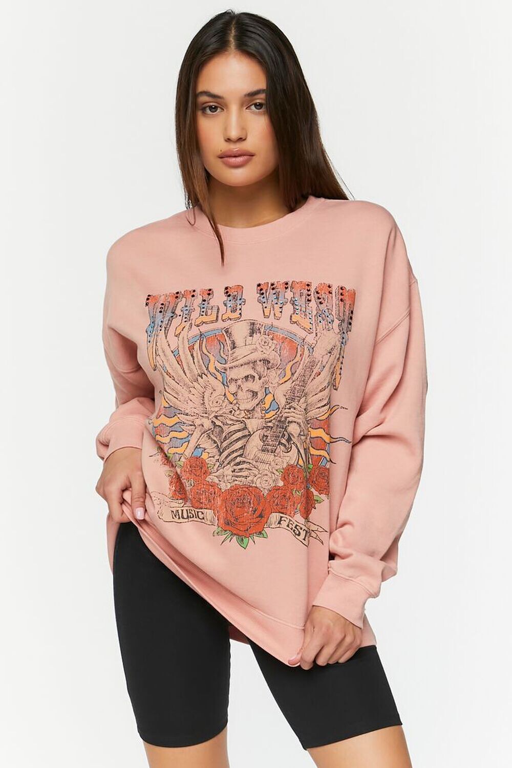 

Пуловер с рисунком Дикого Запада Forever 21, розовый