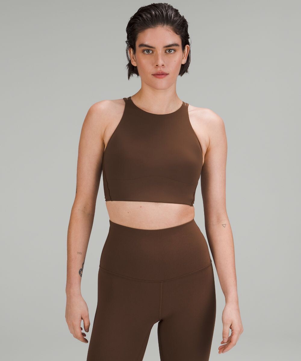 

Удлиненный бюстгальтер Like a Cloud с высоким воротником Lululemon, коричневый