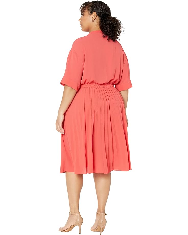 Платье Maggy London Plus Size Pleated Skirt Shirtdress, цвет Cayenne Coral цена и фото