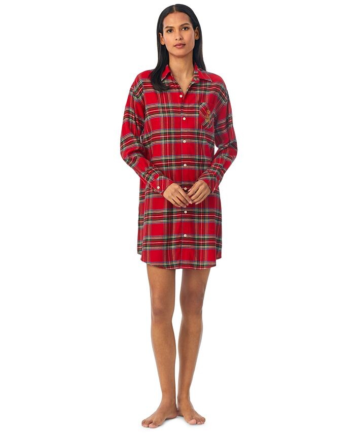 

Женская рубашка-ночная рубашка с длинными рукавами Lauren Ralph Lauren, цвет Red Plaid