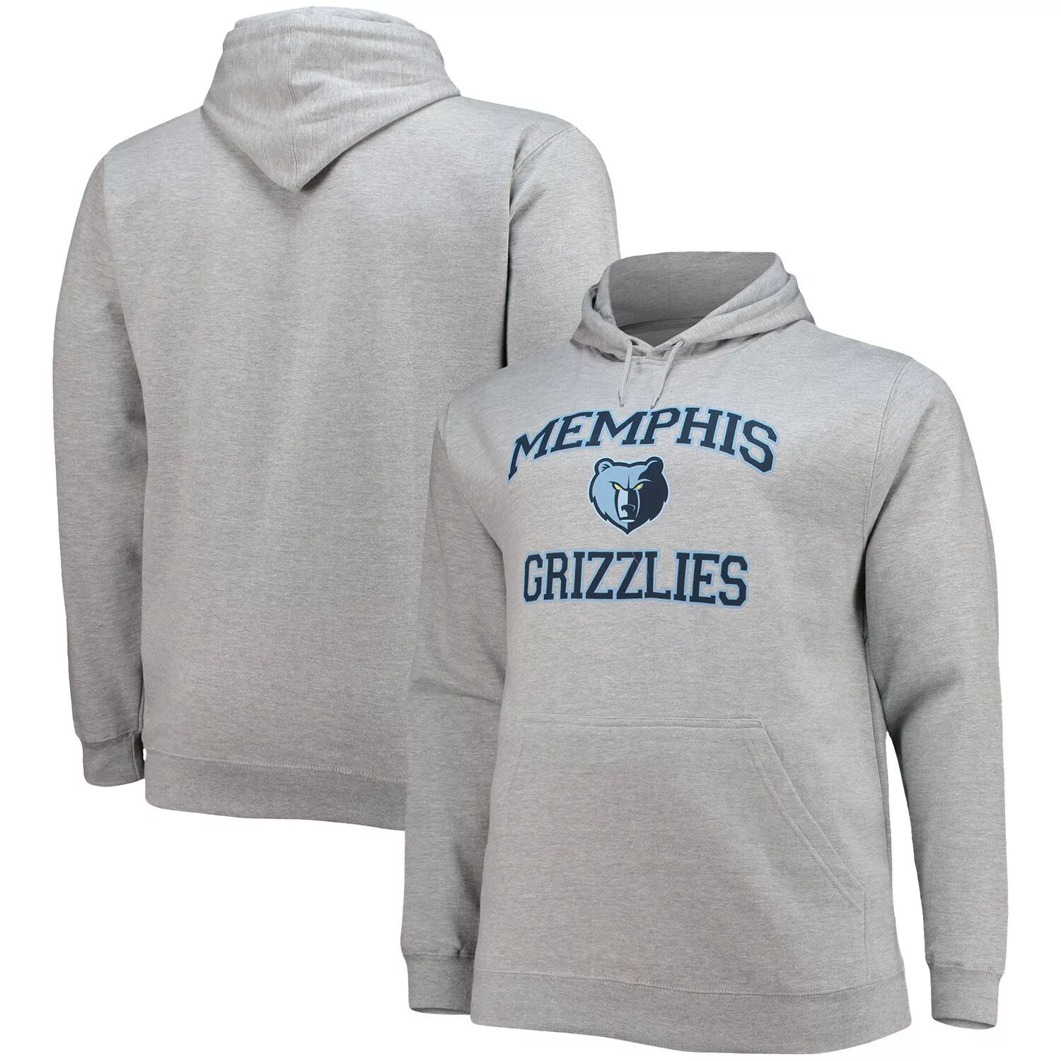 Мужской серый пуловер с капюшоном Memphis Grizzlies Big & Tall Heart & Soul