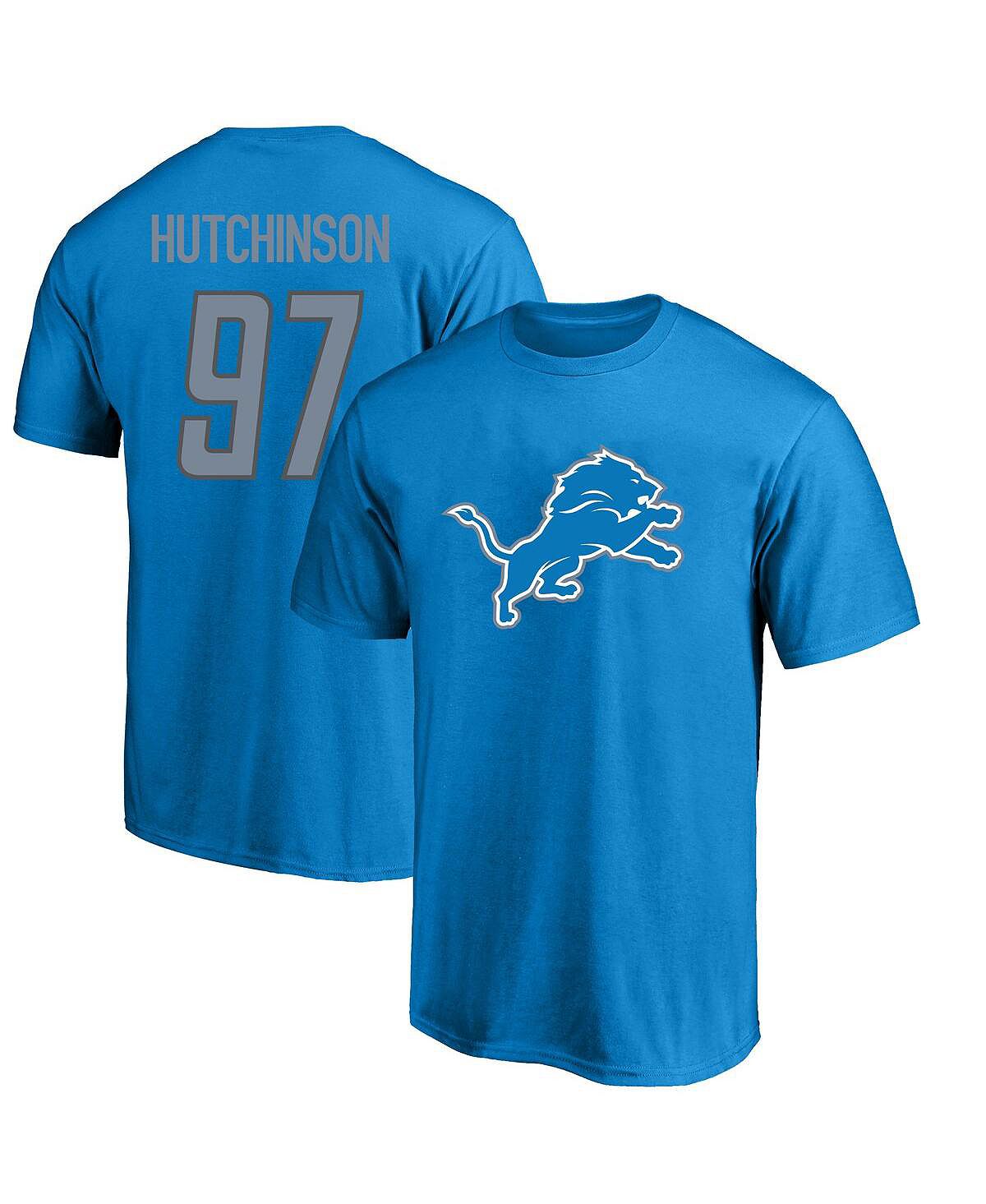 Мужская синяя футболка с логотипом Aidan Hutchinson Detroit Lions Big and Tall, имя и номер игрока Fanatics хатчинсон стивен хоукинс лоренс океаны