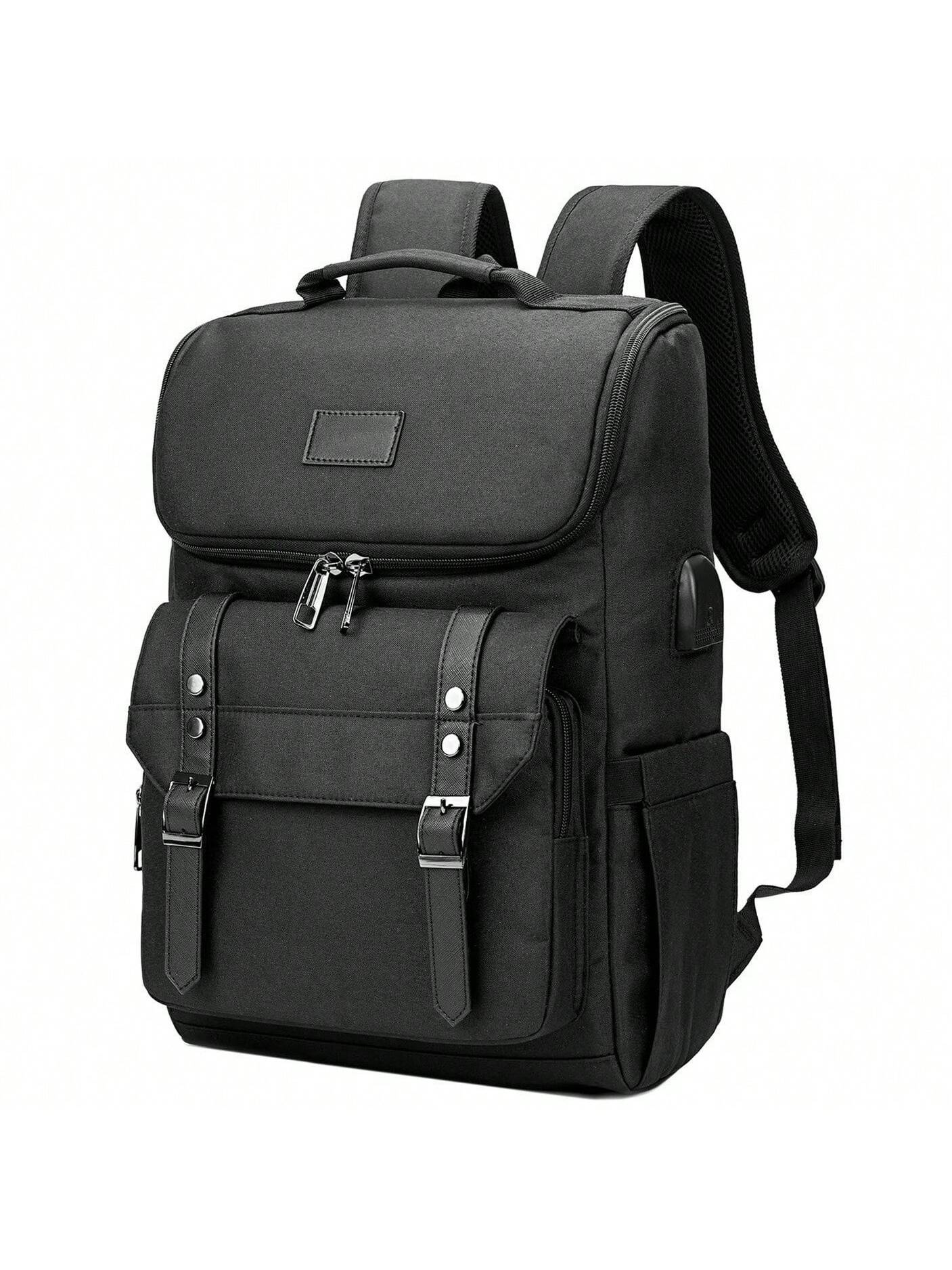 Винтажный рюкзак, черный мужской женский рюкзак для ноутбука с usb портом для зарядки