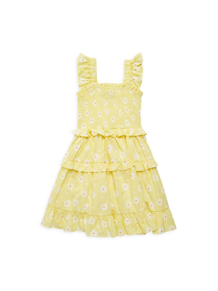 Платье с присборенными рюшами и цветочным принтом для маленькой девочки Andy & Evan, желтый