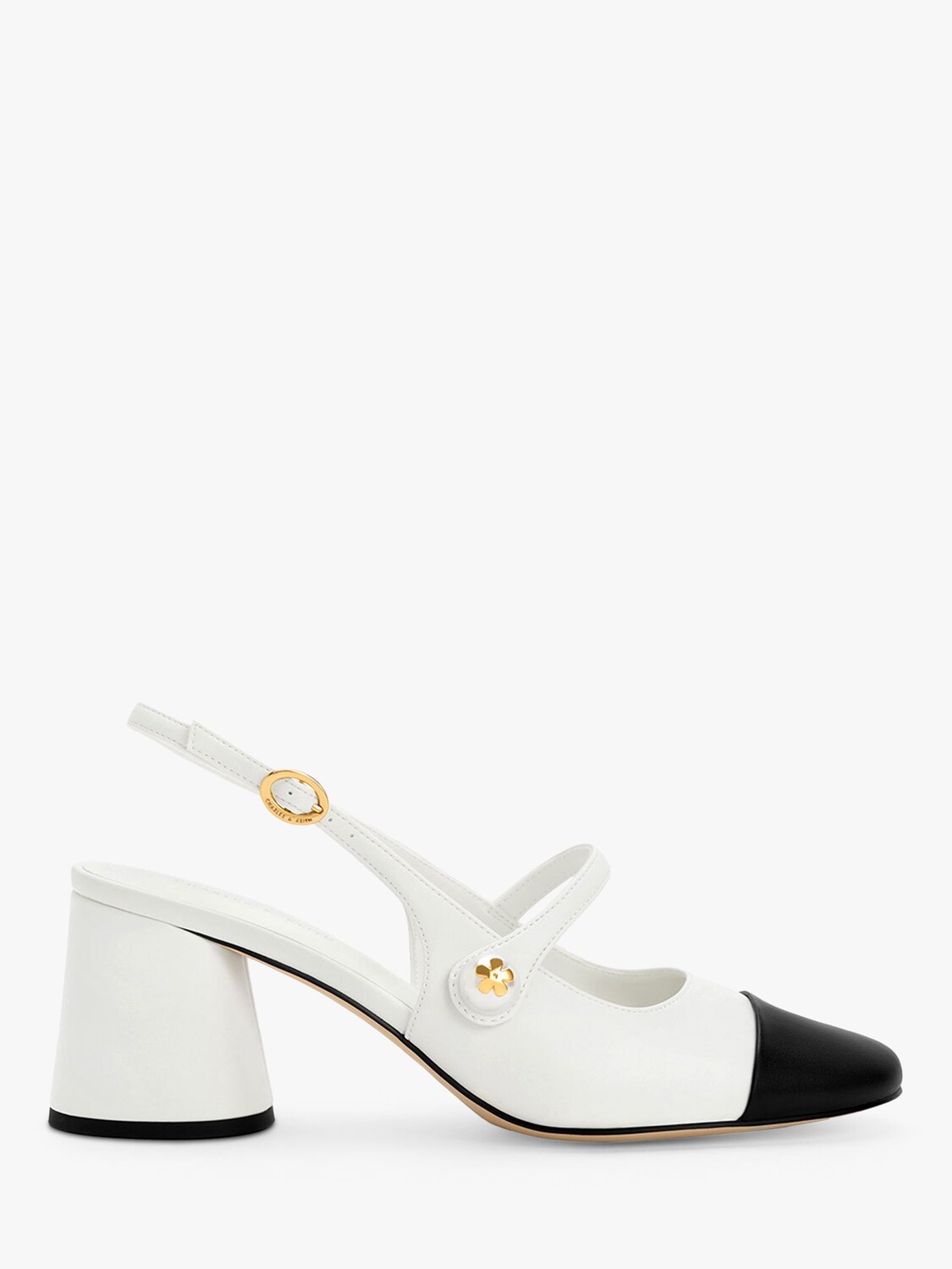 

CHARLES & KEITH Туфли Мэри Джейн на блочном каблуке, белый/черный