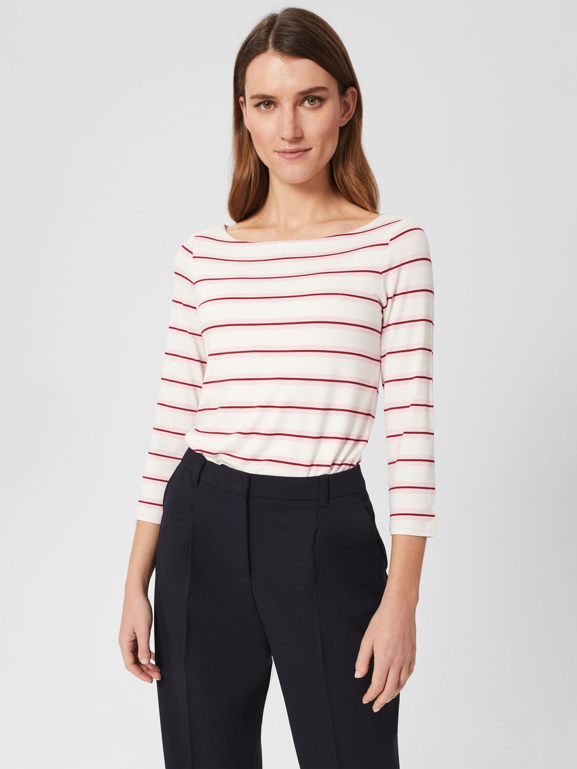 

Топ в полоску Hobbs Sonya, цвет слоновой кости/розовый