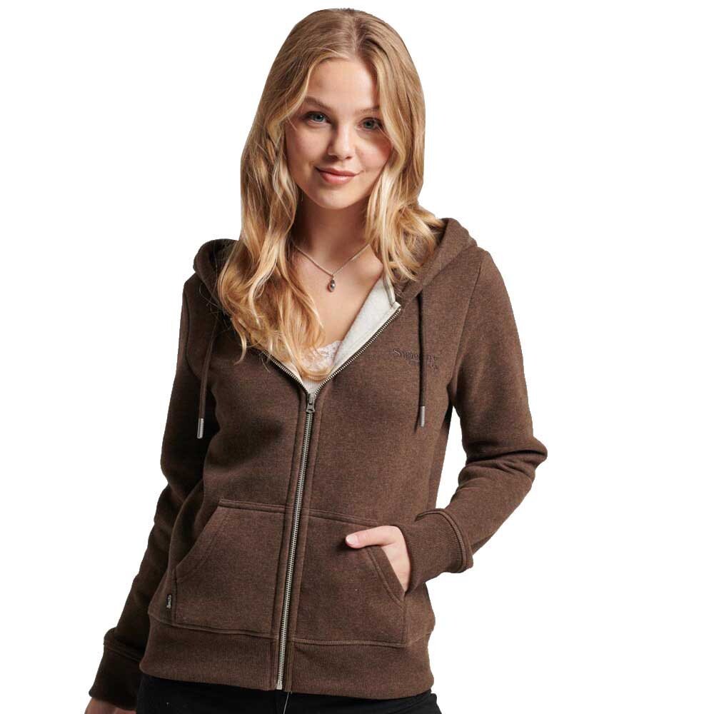 

Толстовка Superdry Essential Logo Full Zip, коричневый