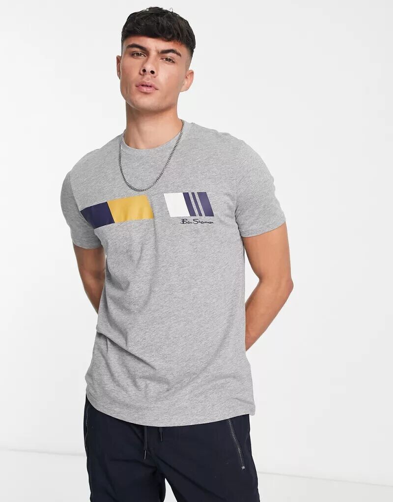 

Серая футболка Ben Sherman с принтом в полоску в стиле ретро, Серый