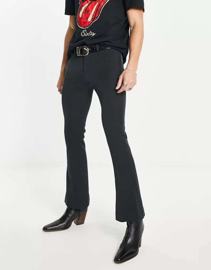 Элегантные черные расклешенные брюки с заниженной талией ASOS