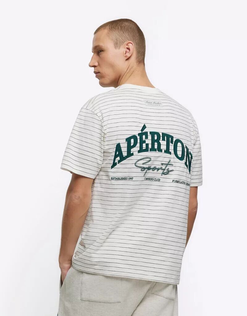 

Бежевая футболка из апертона в полоску River Island Regular fit