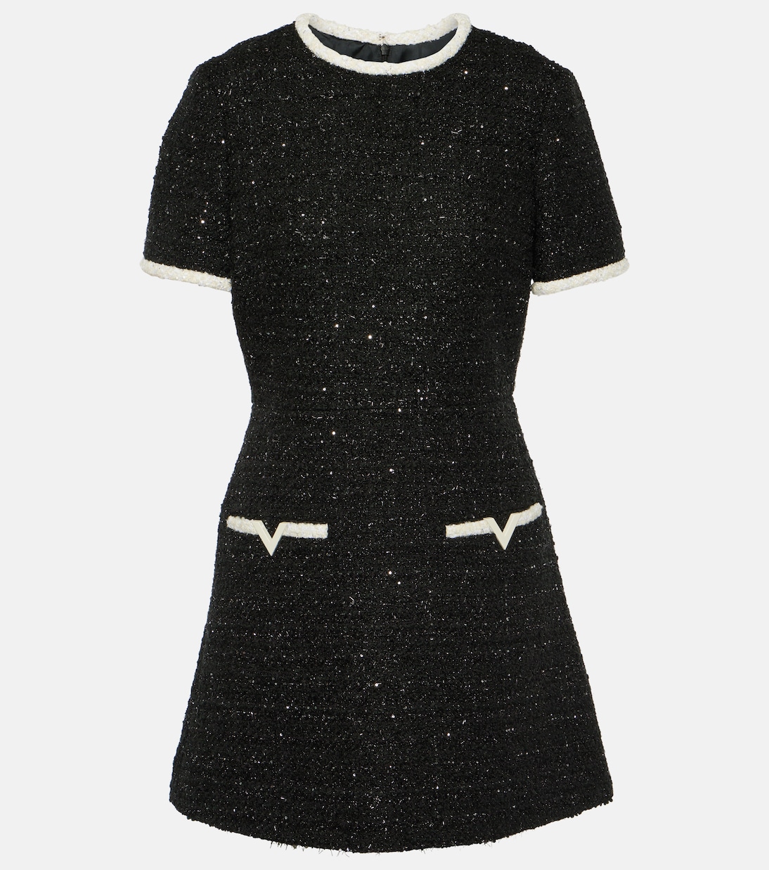 Твидовое мини-платье Valentino, черный цена и фото