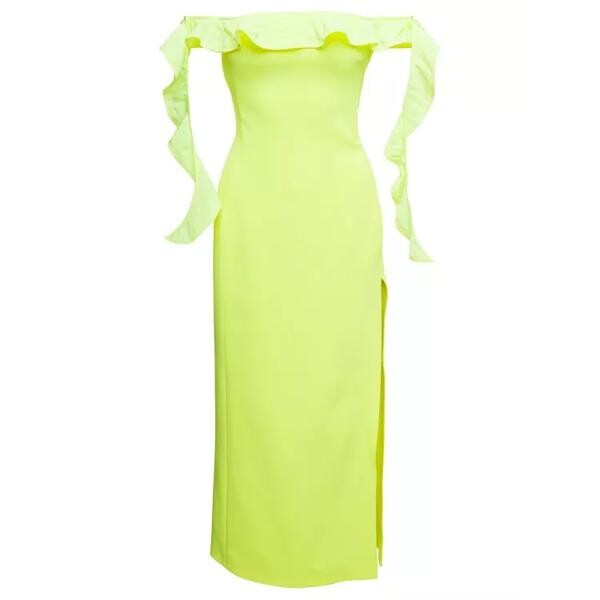 

Платье long off-shoulder dress with ruches detail David Koma, желтый
