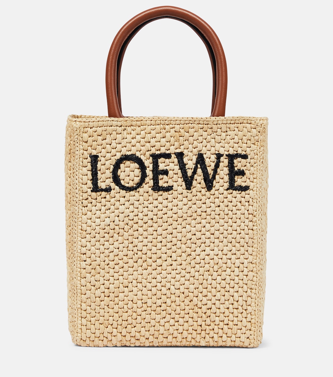 Сумка-тоут из рафии с кожаной отделкой Loewe, черный – купить из-за границы  через сервис «CDEK.Shopping»