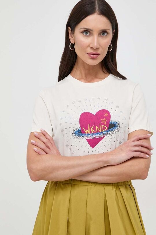 

Хлопковая футболка Weekend Max Mara, бежевый