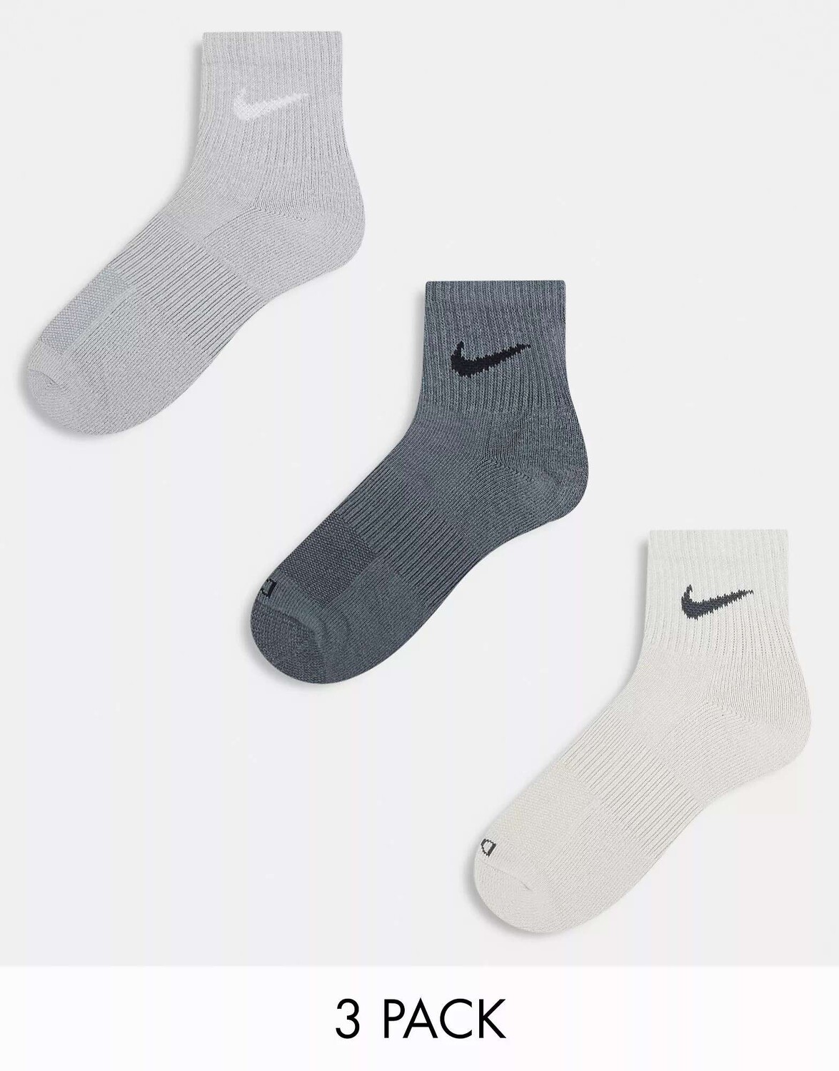 

Три пары мягких серых носков унисекс с мягкой подкладкой до щиколотки Nike