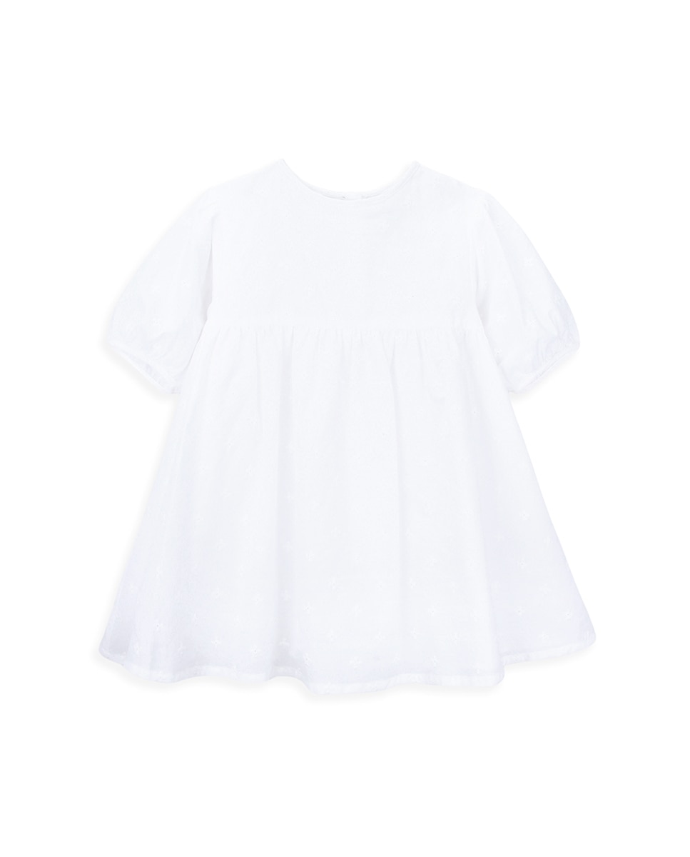 Хлопковое платье для девочки с английской вышивкой KNOT, белый