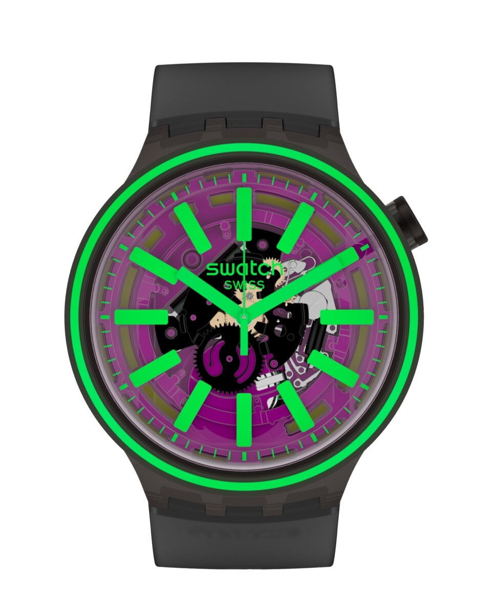 

Часы «Розовый вкус» с черным силиконовым ремешком Swatch, черный