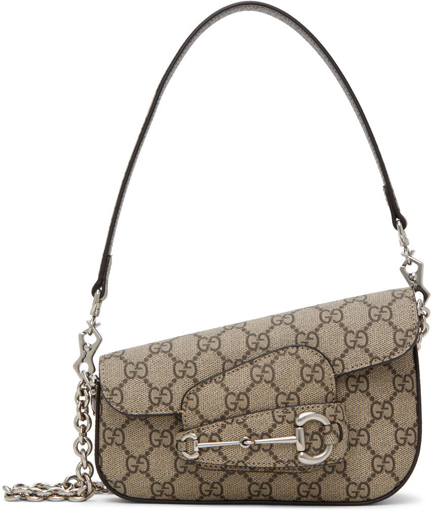 

Бежевая мини-сумка на плечо Horsebit 1955 Gucci