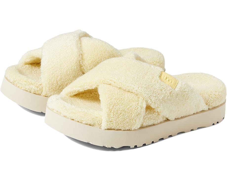 Домашняя обувь UGG Fuzz Sugar Terry Cross Slide, цвет Banana Pudding