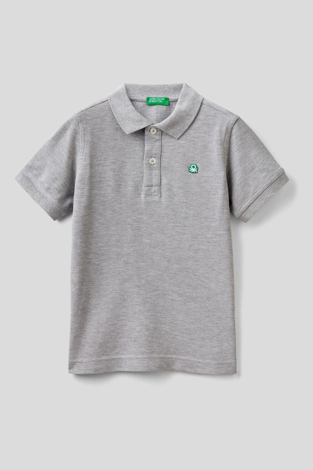 

Серая рубашка-поло с короткими рукавами Benetton, серый